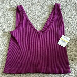 Free people Ribbed V-Neck Purple Tank Top